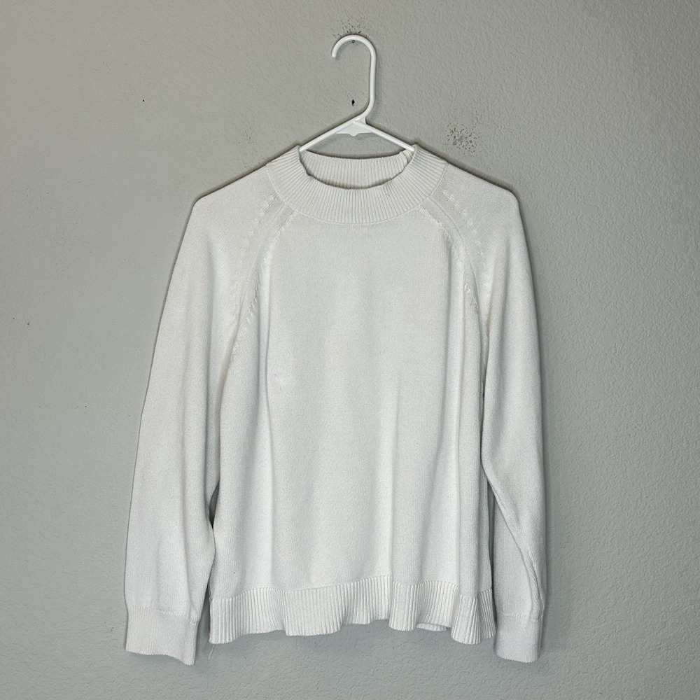 Quince 100% Organic Cotton Boyfriend Crew Neck Sweater Women's XL Ivory White